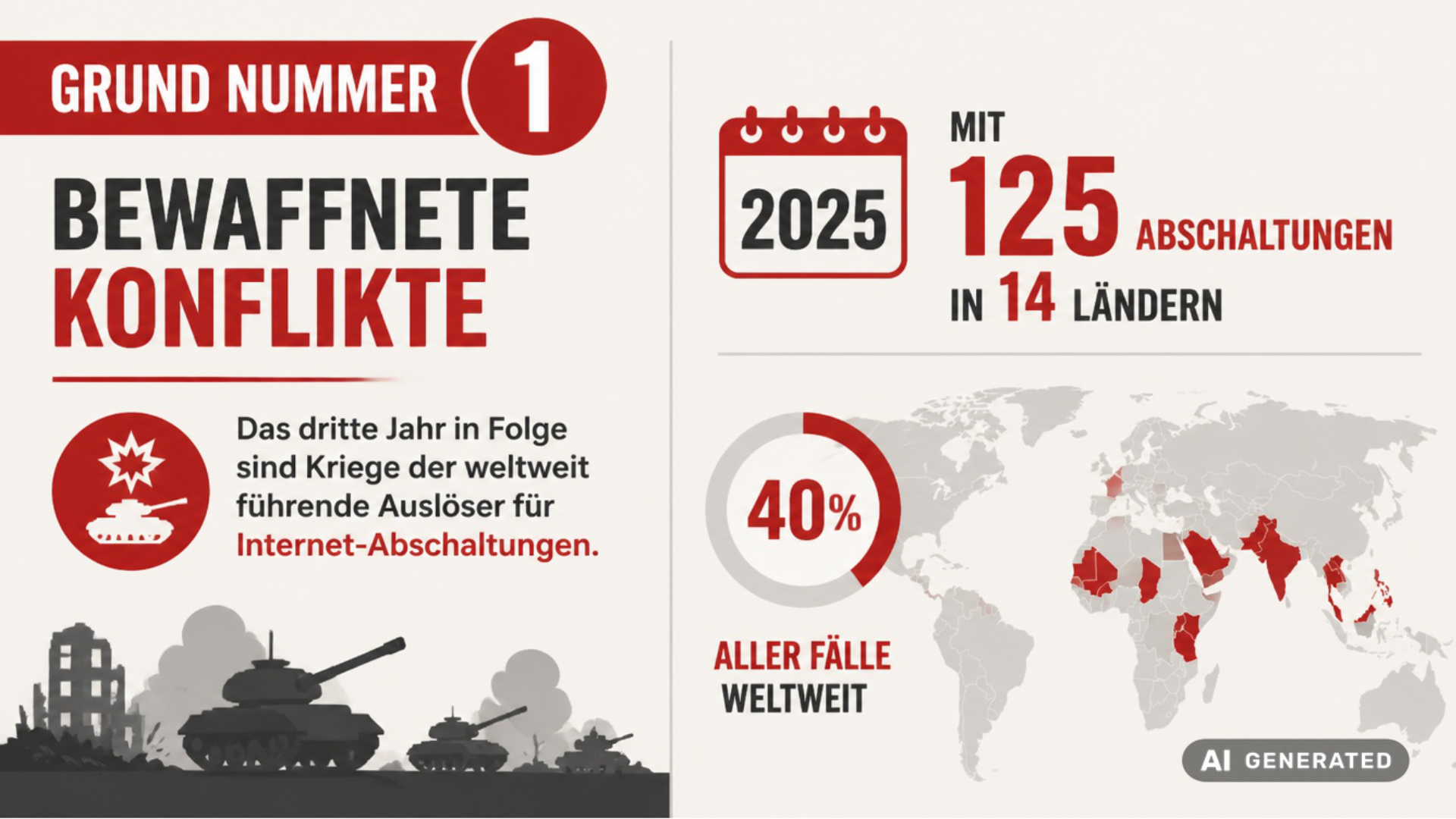 Kriege sind Grund Nummer eins für eine Internetabschaltung!