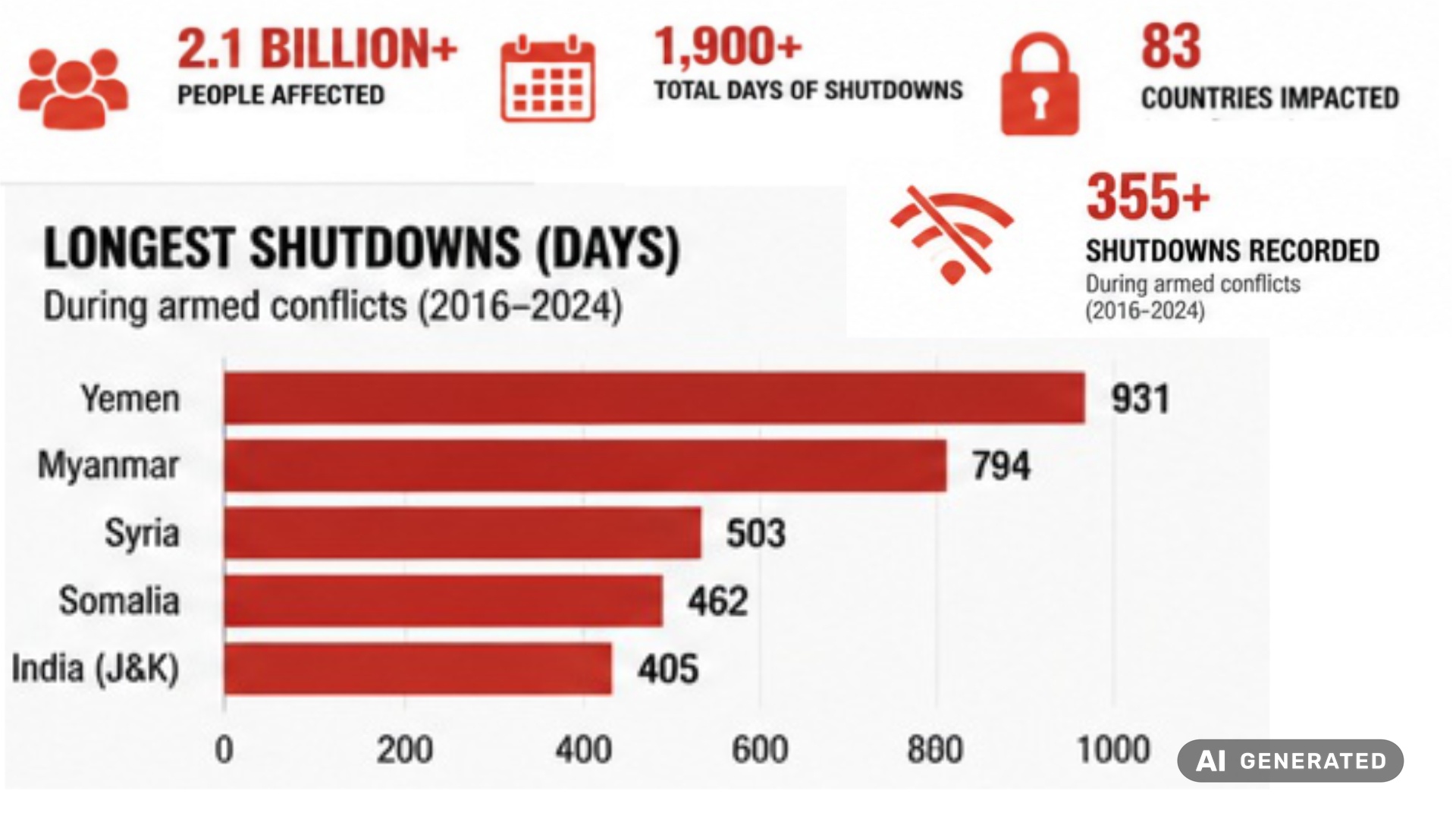 Wie lange dauerten die längsten Internetshutdowns?